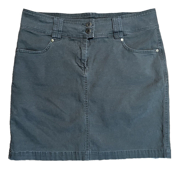 CAbi Twill Olive Green Mini Short Skirt Pockets Cotton Stretch Size 12 # 948 - Picture 1 of 11